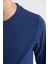 Erkek Çocuk Koyu Mavi Standart Fit Normal Kesim Bisiklet Yaka Basic Düz %100 Pamuk Uzun Kollu Tshirt B7771A8NS 14
