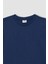 Erkek Çocuk Koyu Mavi Standart Fit Normal Kesim Bisiklet Yaka Basic Düz %100 Pamuk Uzun Kollu Tshirt B7771A8NS 17