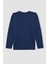 Erkek Çocuk Koyu Mavi Standart Fit Normal Kesim Bisiklet Yaka Basic Düz %100 Pamuk Uzun Kollu Tshirt B7771A8NS 18