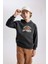 Erkek Çocuk Antrasit Regular Fit Düz Kesim Basic Düz Kapüşonlu Sweatshirt B7821A8NS 8