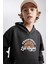 Erkek Çocuk Antrasit Regular Fit Düz Kesim Basic Düz Kapüşonlu Sweatshirt B7821A8NS 9