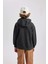Erkek Çocuk Antrasit Regular Fit Düz Kesim Basic Düz Kapüşonlu Sweatshirt B7821A8NS 10
