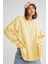 6913 Kadın Salaş Yumuşak Dokulu Oversize Triko Kazak Sarı 2