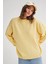 6913 Kadın Salaş Yumuşak Dokulu Oversize Triko Kazak Sarı 3