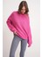 6700 Kadın Dik Yaka Balon Triko Kazak Fuşya 3