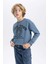 Erkek Çocuk Mavi Regular Fit Düz Kesim Basic Düz Kapüşonlu Sweatshirt B7822A8NS 10