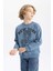 Erkek Çocuk Mavi Regular Fit Düz Kesim Basic Düz Kapüşonlu Sweatshirt B7822A8NS 13