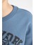 Erkek Çocuk Mavi Regular Fit Düz Kesim Basic Düz Kapüşonlu Sweatshirt B7822A8NS 14