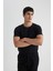 Slim Fit Dar Kesim Bisiklet Yaka Kısa Kollu Basic Düz Siyah Tişört M6608AZ24SP 10