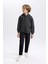 Erkek Çocuk Antrasit Regular Fit Düz Kesim Basic Düz Kapüşonlu Sweatshirt B7773A8NS 10