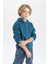 Erkek Çocuk Mavi Regular Fit Düz Kesim Basic Düz Kapüşonlu Sweatshirt B7773A8NS 13