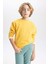 Erkek Çocuk Sarı Regular Fit Düz Kesim Basic Düz Kapüşonlu Sweatshirt B7772A8NS 6