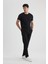 Slim Fit Dar Kesim Bisiklet Yaka Kısa Kollu Basic Düz Siyah Tişört M6608AZ24SP 7