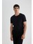 Slim Fit Dar Kesim Bisiklet Yaka Kısa Kollu Basic Düz Siyah Tişört M6608AZ24SP 8