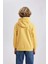 Erkek Çocuk Sarı Regular Fit Düz Kesim Basic Düz Kapüşonlu Sweatshirt B7773A8NS 15