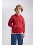 Erkek Çocuk Bordo Regular Fit Düz Kesim Basic Düz Kapüşonlu Sweatshirt B7773A8NS 12