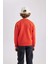 Erkek Çocuk Turuncu Regular Fit Düz Kesim Basic Düz Kapüşonlu Sweatshirt B7772A8NS 9