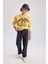 Erkek Çocuk Sarı Regular Fit Düz Kesim Basic Düz Kapüşonlu Sweatshirt B7822A8NS 7