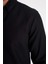 Modern Fit Polo Yaka Petek Dokulu Basic Düz Uzun Kollu Siyah Gömlek B7383AX24SP 11