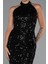 Halter Yaka Midi Taşlı Abiye Elbise ABK2437 3