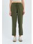 4566 Kadın Lastikli Bel Keten Pantolon Haki 4