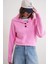 6900 Kadın Düğmeli Devrik Yaka Triko Kazak Pembe 3