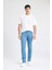 Erkek Mavi Sergio-Regular Fit Düz Kesim Boru Paça Basic Düz Pamuklu Kot Pantolon B8550AXNS 12