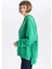Kadın Yeşil Oversize Fit Geniş Kesim Polo Yaka Düz Basic Pamuklu Sweatshirt B7834AXNS 12