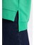 Kadın Yeşil Oversize Fit Geniş Kesim Polo Yaka Düz Basic Pamuklu Sweatshirt B7834AXNS 15