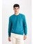 Erkek Yeşil Oversize Fit Geniş Kesim Basic Düz Pamuklu Kapüşonlu Sweatshirt B7833AXNS 7