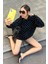 Siyah Puantiyeli Kapüşonlu Kadın Sweatshirt MG2560 3