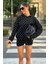 Siyah Puantiyeli Kapüşonlu Kadın Sweatshirt MG2560 5