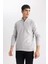 Gri Standart Fit Normal Kesim Dik Yaka Fermuarlı Basic Düz Triko Kazak A5184AX24AU 16
