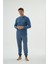 Erkek Uzun Kol Ekose Alt Jogger Paça Indigo Pijama Takımı C6T3N69 1
