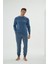 Erkek Uzun Kol Ekose Alt Jogger Paça Indigo Pijama Takımı C6T3N69 2