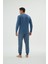 Erkek Uzun Kol Ekose Alt Jogger Paça Indigo Pijama Takımı C6T3N69 4