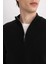 Siyah Standart Fit Normal Kesim Dik Yaka Fermuarlı Basic Düz Triko Kazak A5184AX24AU 11