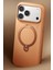 Apple iPhone 17 Pro Max O Stand Spin Silicone Serisi Magsafe Kılıf - Turuncu 3