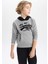 Erkek Çocuk Baskılı Kapüşonlu Kalın Sweatshirt B9001A823CW 10