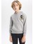 Erkek Çocuk Baskılı Kapüşonlu Kalın Sweatshirt B9012A823CW 6