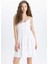 A Kesim V Yaka Askılı Beyaz Mini Elbise B9019AX24SM 8
