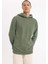 Regular Fit Kapüşonlu Yıkamalı Soluk Efektli Basic Düz Sweatshirt B9220AX23WN 8