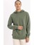 Regular Fit Kapüşonlu Yıkamalı Soluk Efektli Basic Düz Sweatshirt B9220AX23WN 10