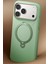 Apple iPhone 17 Pro Max O Stand Spin Silicone Serisi Magsafe Kılıf - Yeşil 3