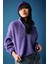 Coool Oversize Fermuarlı Dik Yaka Basic Düz Pelüş Sweatshirt B9836AX23WN 9