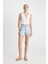 Mom Fit Yüksek Bel Paça Ucu Kesik Jean Şort C0680AX24HS 11