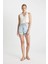 Mom Fit Yüksek Bel Paça Ucu Kesik Jean Şort C0680AX24HS 12