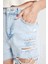 Mom Fit Yüksek Bel Paça Ucu Kesik Jean Şort C0680AX24HS 15