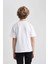 Erkek Çocuk Bisiklet Yaka Atatürk Baskılı Kısa Kollu Beyaz Tişört B6938A824SM 19