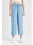 Culotte Yüksek Bel Kısa Geniş Paça Yırtmaçlı Jean Pantolon B5200AX24SM 8